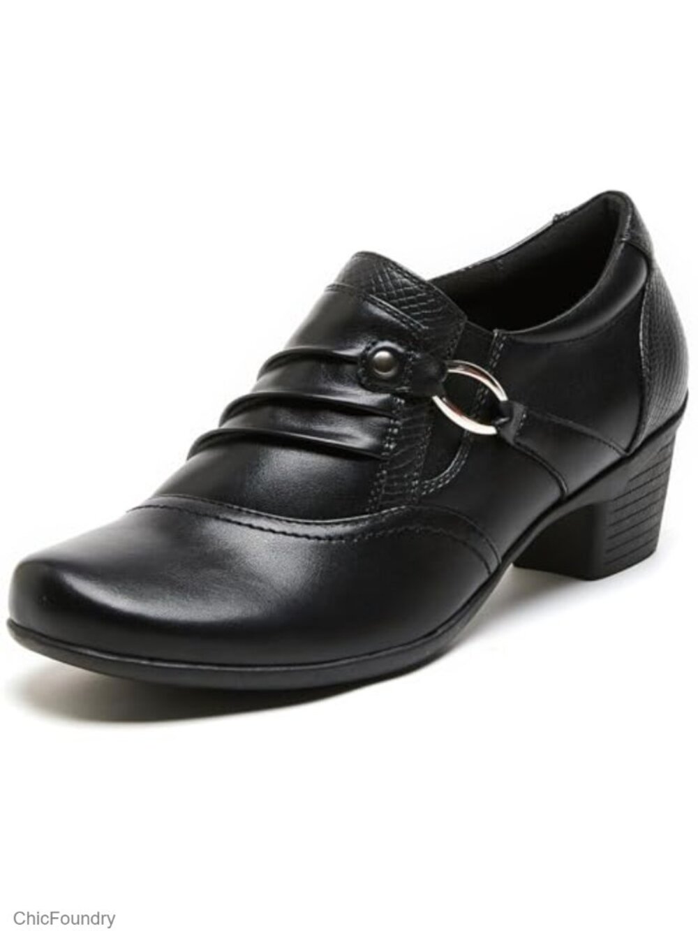 Women's Slip-On Loafers Faux Leather Pumps Low Heel 1.77" Comfortable Dress